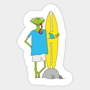 Surfing Lizzard Sticker